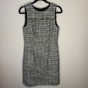 J.Crew Tweed Sleeveless Sheath Dress Black White Metallic Wool Blend Women 6 NWT